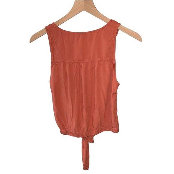 NWOT American Eagle Burnt Orange Tank Top Front Tie Buttons Soft Lightweight XS - Picture 2 of 6